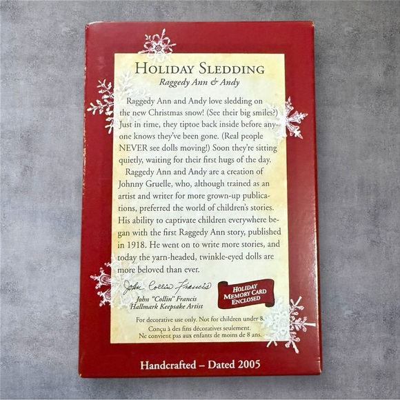Hallmark Classic Raggedy Ann & Andy Holiday Sledding Keepsake Ornament - Picture 2 of 5